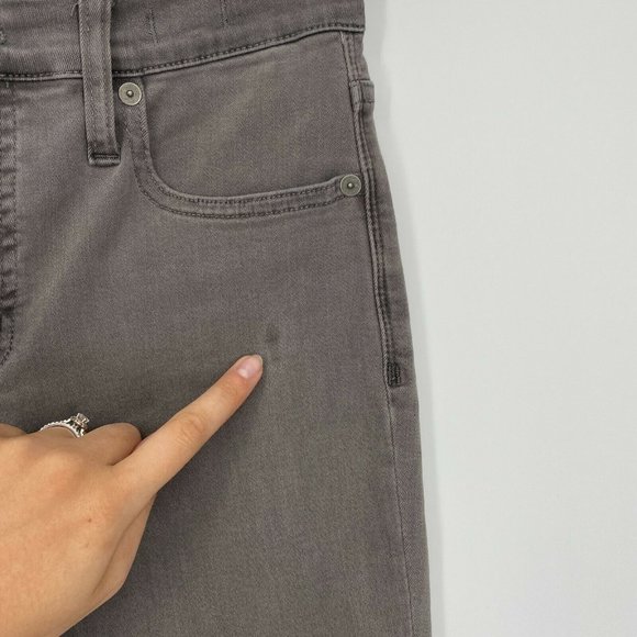 Madewell 9" High Rise Skinny Fit Jeans Womens Size 26 Stretch Raw Hem Denim Gray - Picture 9 of 12